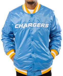 Starter Chargers Unisex Light Blue Bomber Jacket