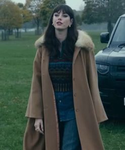 Kaya Scodelario Brown Shearling Coat