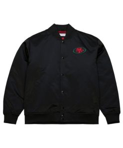 49ers Black Excellence Satin Varsity Jacket