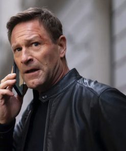 Aaron Eckhart Black Leather Jacket