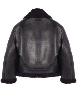 Bad Bunny Black Leather Shearling Jacket