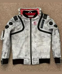 LED Collar Wax Cyberpunk 2077 Leather Jacket
