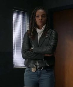 Nyla Harper Black Biker Leather Jacket