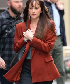 Materialists 2024 Dakota Johnson Red Blazer