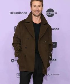 Hit Man 2023 Glen Powell Green Peacoat