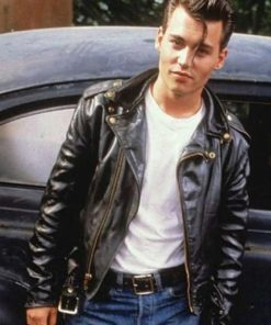 Cry Baby Johnny Depp Black Leather Jacket