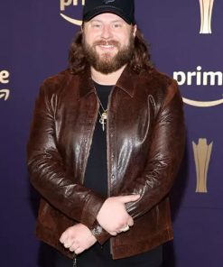 ACM Awards 2024 Nate Smith Brown Leather Jacket