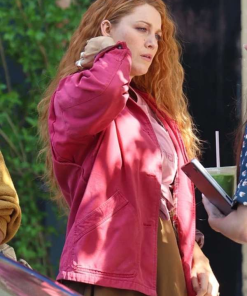 Blake Lively Pink Cotton Jacket