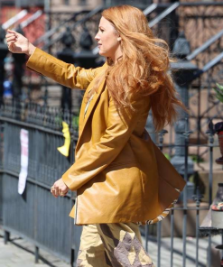 Blake Lively Yellow Leather Jacket
