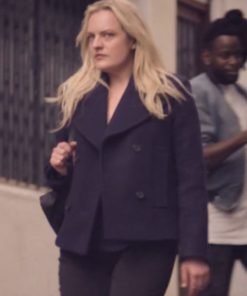 The Veil Elisabeth Moss Black Wool Coat