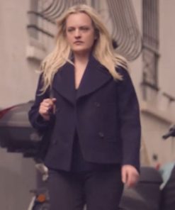 Elisabeth Moss Black Wool Coat