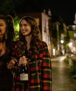 Emily In Paris Lily Collins Multicolor Plaid Coat