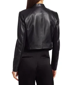 Emily In Paris Lily Collins Black Leather Jacket