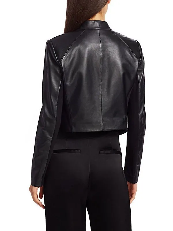 Emily In Paris Lily Collins Black Leather Jacket