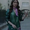 Emily In Paris Lily Collins Green Leather Jacket