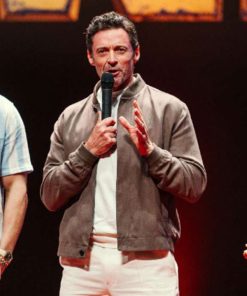 2024 Comic-Con Hugh Jackman Brown Bomber Jacket