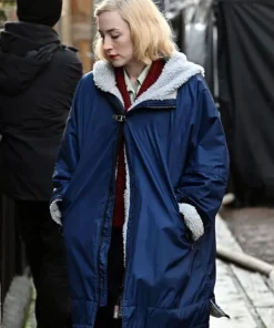 Blitz 2024 Saoirse Ronan Shearling Hooded Jacket