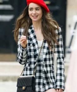 Emily In Paris Lily Collins Checked Blazer