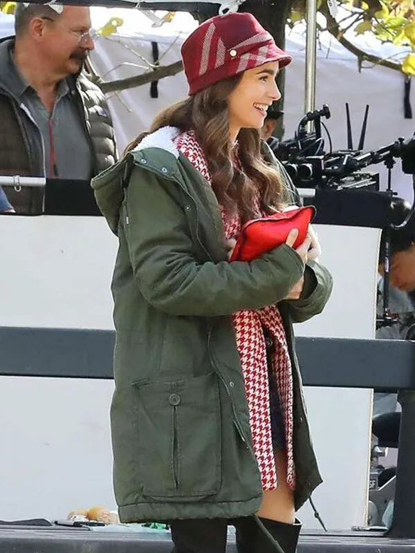 Emily In Paris Lily Collins Green Hooded Jacket