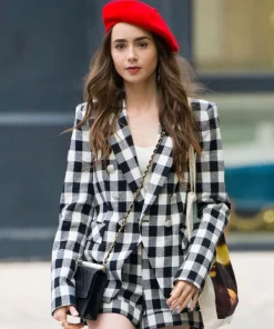 Emily In Paris Lily Collins Checked Blazer