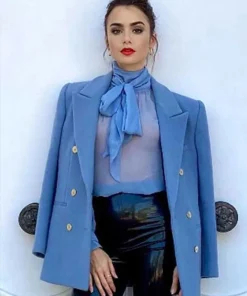 Emily In Paris S02 Lily Collins Blue Peacoat