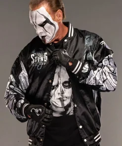 AEW Sting Printed Black Varsity Jacket