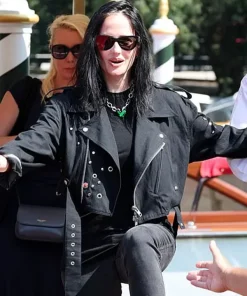 Venice Festival Eva Green Black Biker Jacket