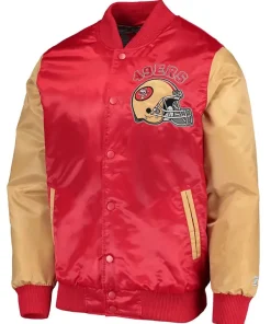 49ers Satin Red And Gold Varsity Jacket
