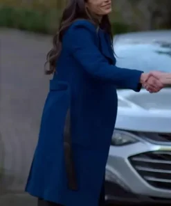 Cellar Door 2024 Jordana Brewster Blue Wool Coat