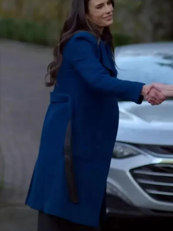 Cellar Door 2024 Jordana Brewster Blue Wool Coat