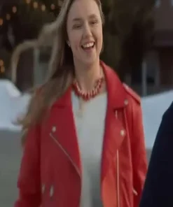 Confessions of a Christmas Letter Lily Red Leather Jacket - Image 3