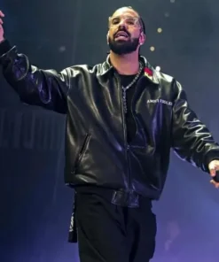 Rapper Drake Amici Violente Black Leather Jacket