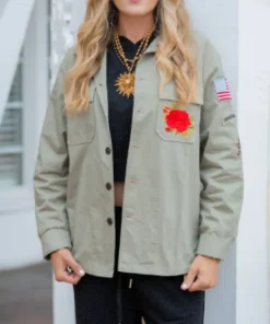 American Woman Green Cotton Jacket