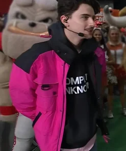 College GameDay 2024 Timothee Chalamet Pink Jacket - Image 3