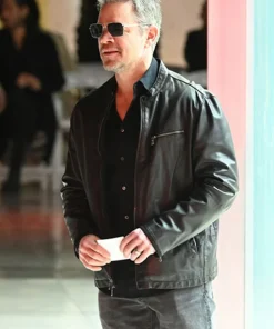 American Actor Matt Damon Black Leather Jacket