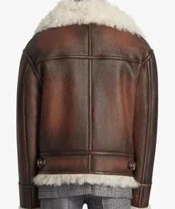 Steve Harvey Shearling Aviator Leather Jacket - Image 3