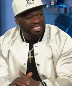 The Kelly Clarkson Show 2024 50 Cent White Bomber Jacket
