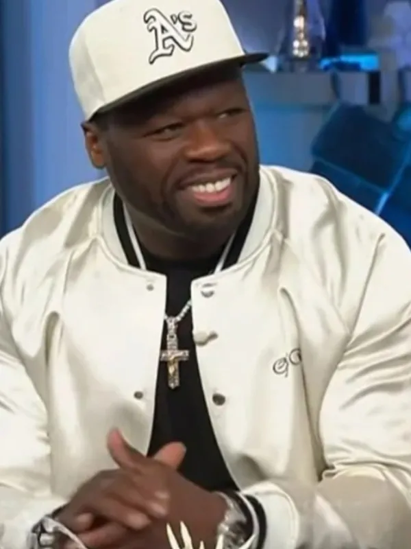 The Kelly Clarkson Show 2024 50 Cent White Bomber Jacket