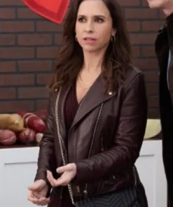 An Unexpected Valentine Lacey Chabert Brown Biker Jacket