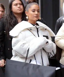 Alternative view of Ariana Grande White Oversized Puffer Hooded Jacket