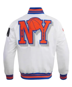 NBA New York Knicks Mashup White Varsity Jacket - Image 2