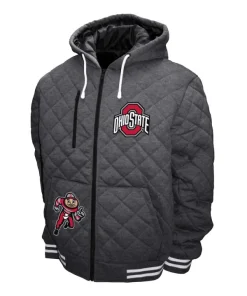 NCAA Ohio State Buckeyes Grey Quilted Hooded Jacket