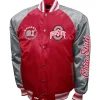 Ohio State Buckeyes Red Satin Bomber Jacket