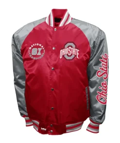 Ohio State Buckeyes Red Satin Bomber Jacket