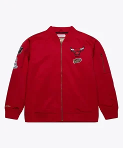 NBA Chicago Bulls Red Satin Bomber Jacket