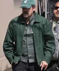 David Harbour Green Suede Leather Jacket