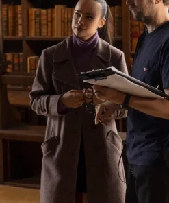 My Oxford Year Sofia Carson Grey Wool Coat - Image 2