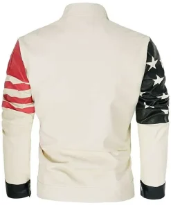 USA Flag Unisex Cafe Racer Leather Jacket