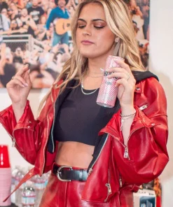 Alternative view of Alana Springsteen Intuit Dome Red Leather Jacket