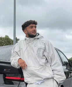 24 HEURES À PARIS Inoxtag White Hooded Jacket